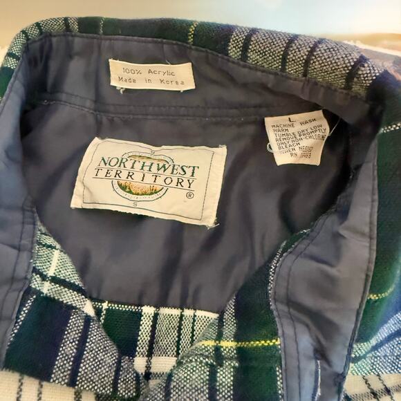 Northwest Territory Mens Large Green and Blue Plaid Flannel Outdoors Gorpcore - Picture 6 of 8